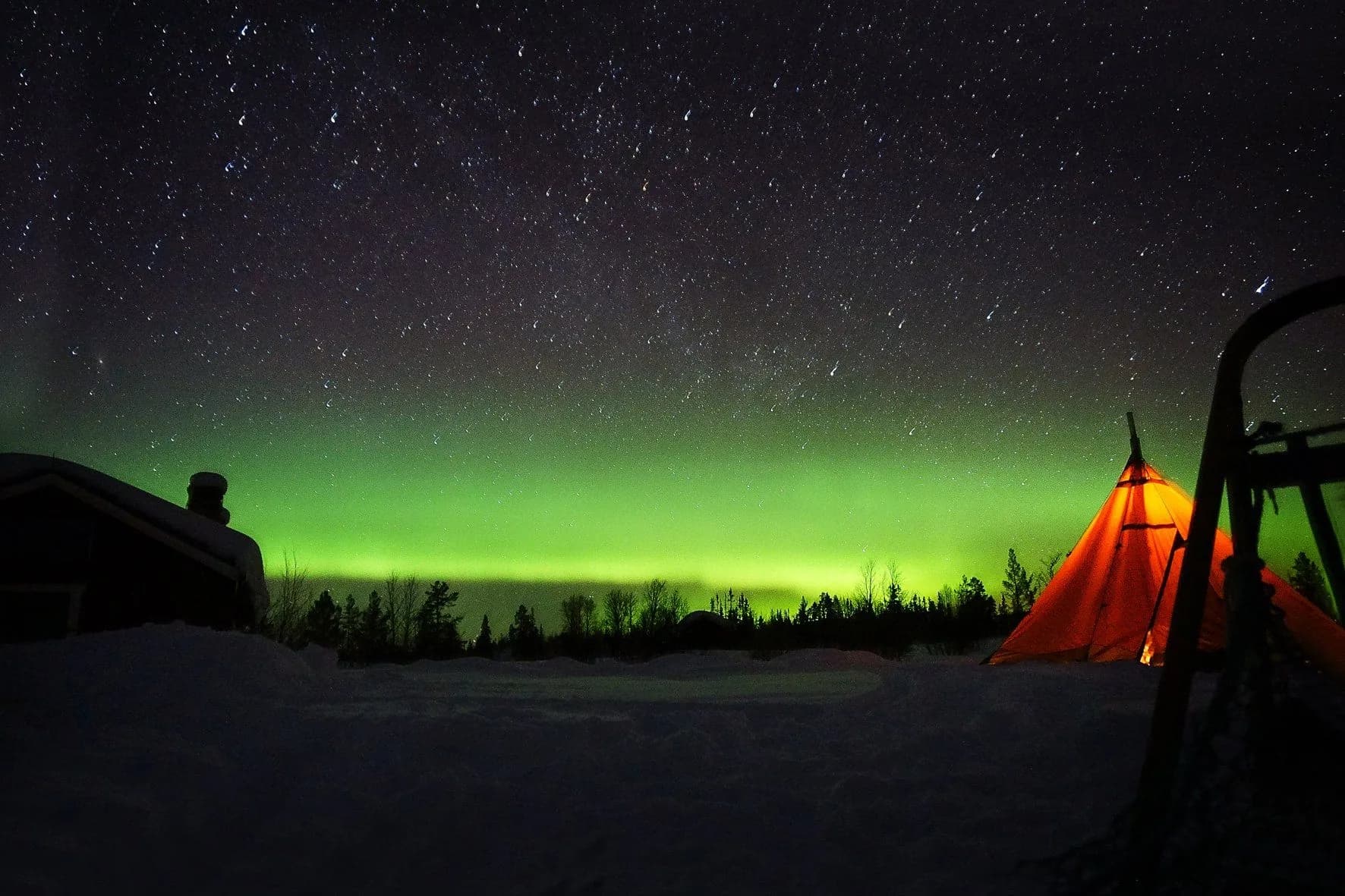 Northern lights over Sweden's wilderness